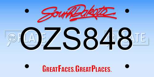 OZS848 South Dakota License Plate