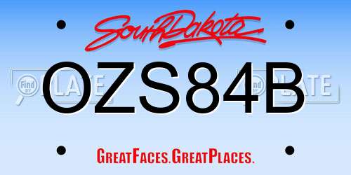 OZS84B South Dakota License Plate