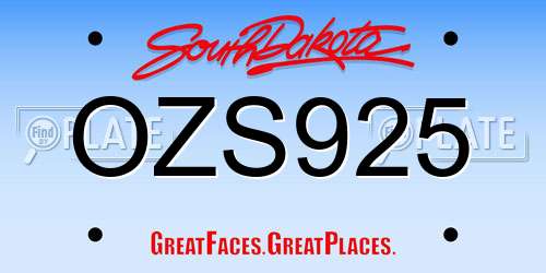OZS925 South Dakota License Plate
