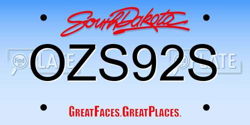 OZS92S South Dakota License Plate