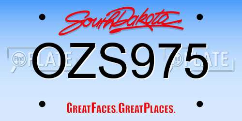 OZS975 South Dakota License Plate