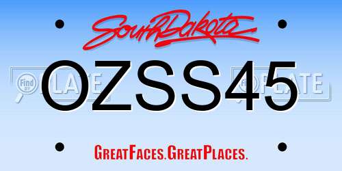 OZSS45 South Dakota License Plate