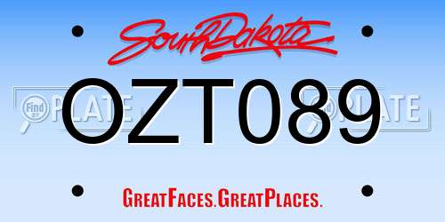 OZT089 South Dakota License Plate