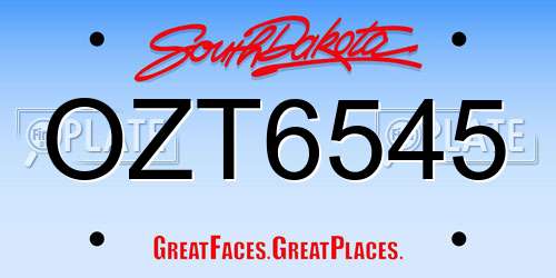 OZT6545 South Dakota License Plate
