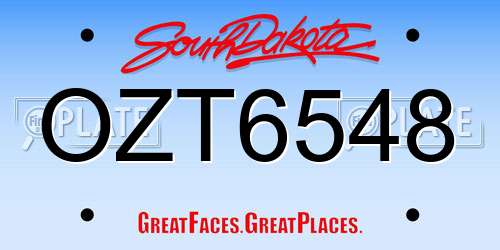 OZT6548 South Dakota License Plate