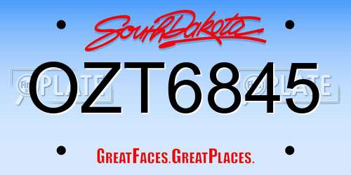 OZT6845 South Dakota License Plate