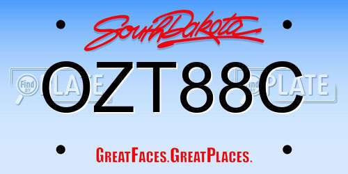 OZT88C South Dakota License Plate