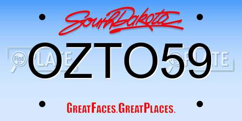 OZTO59 South Dakota License Plate