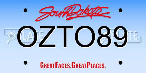 OZTO89 South Dakota License Plate
