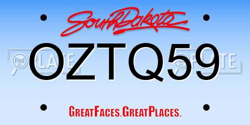 OZTQ59 South Dakota License Plate