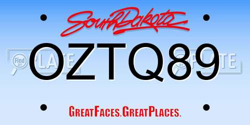 OZTQ89 South Dakota License Plate