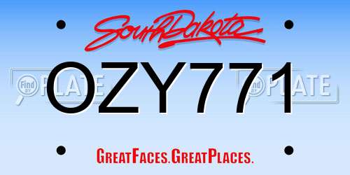 OZY771 South Dakota License Plate
