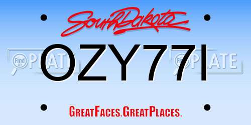 OZY77I South Dakota License Plate
