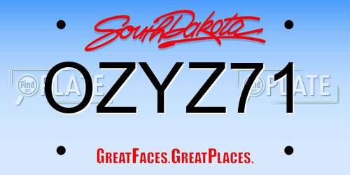 OZYZ71 South Dakota License Plate