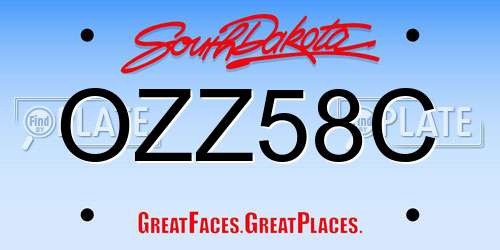 OZZ58C South Dakota License Plate