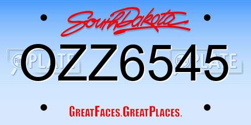OZZ6545 South Dakota License Plate