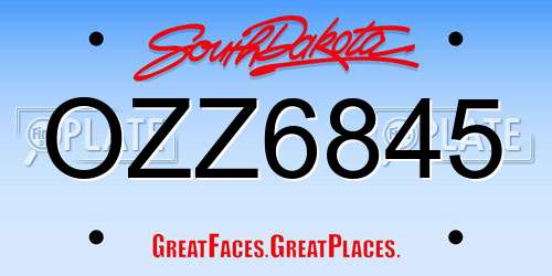 OZZ6845 South Dakota License Plate