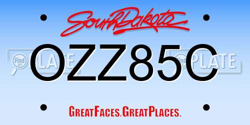 OZZ85C South Dakota License Plate