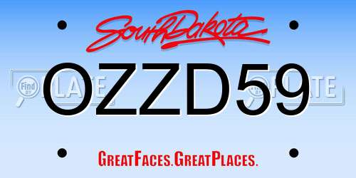 OZZD59 South Dakota License Plate