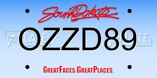 OZZD89 South Dakota License Plate