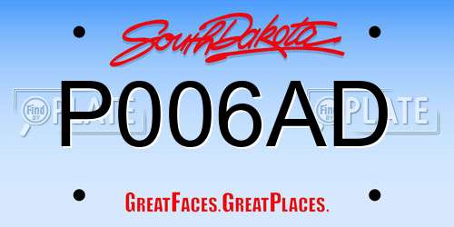 P006AD South Dakota License Plate