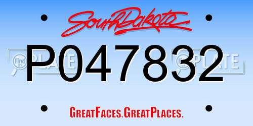 P047832 South Dakota License Plate