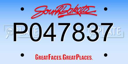 P047837 South Dakota License Plate