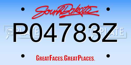 P04783Z South Dakota License Plate