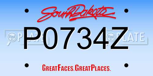 P0734Z South Dakota License Plate