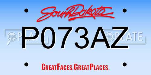 P073AZ South Dakota License Plate