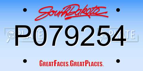 P079254 South Dakota License Plate