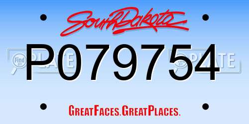 P079754 South Dakota License Plate