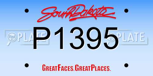 P1395 South Dakota License Plate