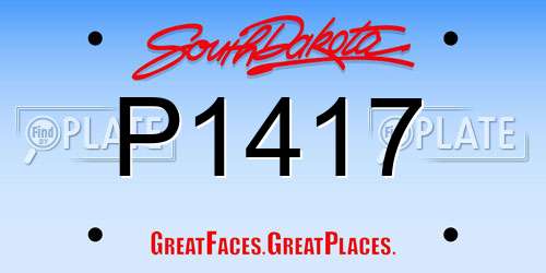 P1417 South Dakota License Plate