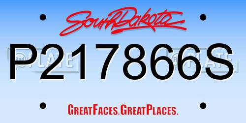 P217866S South Dakota License Plate