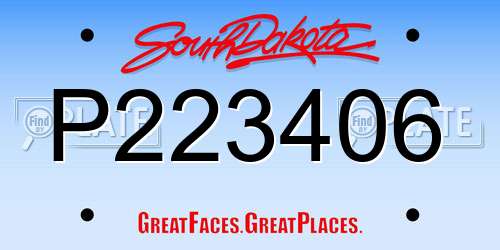 P223406 South Dakota License Plate