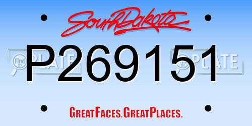 P269151 South Dakota License Plate