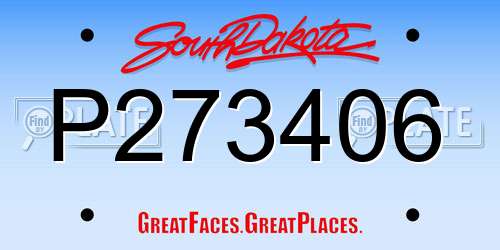 P273406 South Dakota License Plate