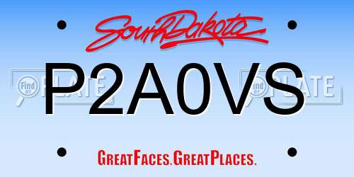 P2A0VS South Dakota License Plate