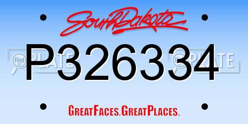 P326334 South Dakota License Plate