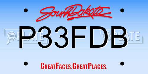 P33FDB South Dakota License Plate