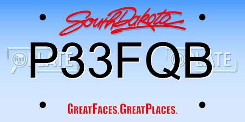 P33FQB South Dakota License Plate