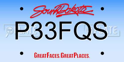 P33FQS South Dakota License Plate