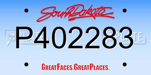 P402283 South Dakota License Plate