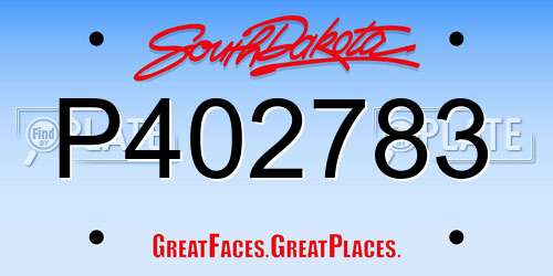 P402783 South Dakota License Plate
