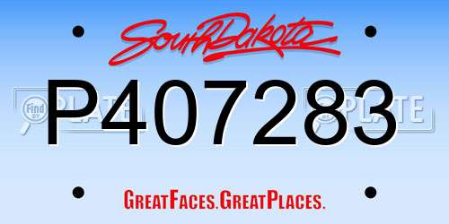 P407283 South Dakota License Plate