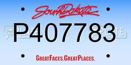 P407783 South Dakota License Plate