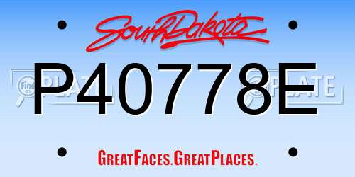 P40778E South Dakota License Plate