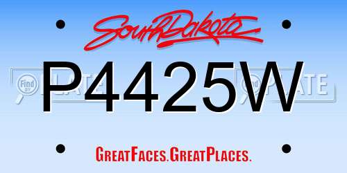 P4425W South Dakota License Plate