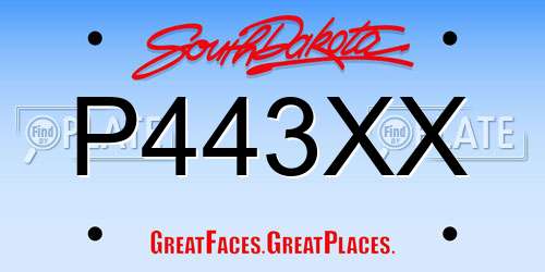 P443XX South Dakota License Plate